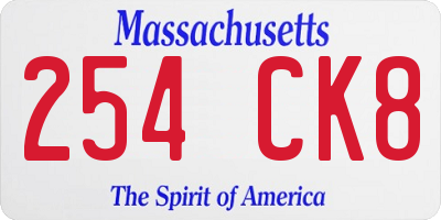 MA license plate 254CK8