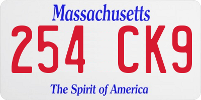 MA license plate 254CK9