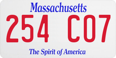 MA license plate 254CO7