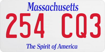 MA license plate 254CQ3