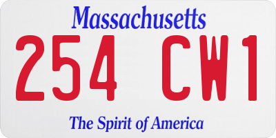 MA license plate 254CW1