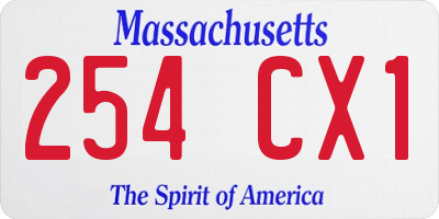 MA license plate 254CX1