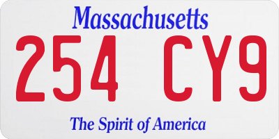 MA license plate 254CY9