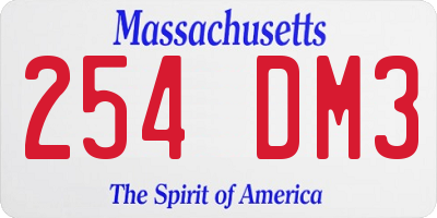MA license plate 254DM3