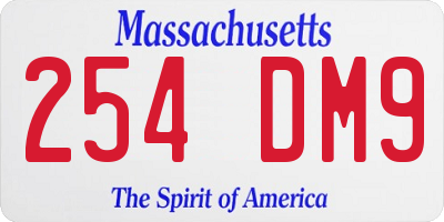 MA license plate 254DM9