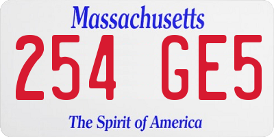 MA license plate 254GE5