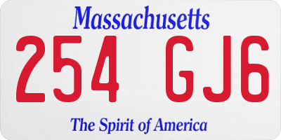 MA license plate 254GJ6