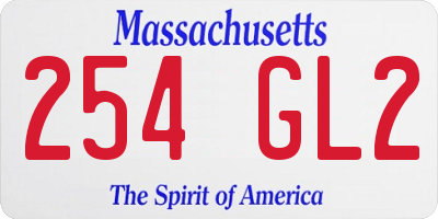 MA license plate 254GL2