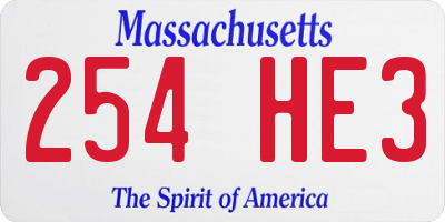 MA license plate 254HE3