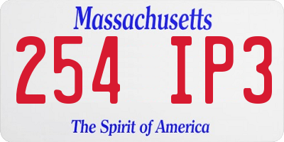 MA license plate 254IP3