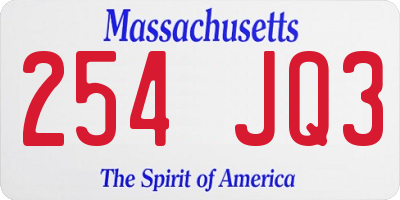 MA license plate 254JQ3