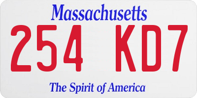 MA license plate 254KD7