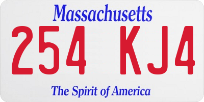 MA license plate 254KJ4