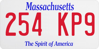 MA license plate 254KP9