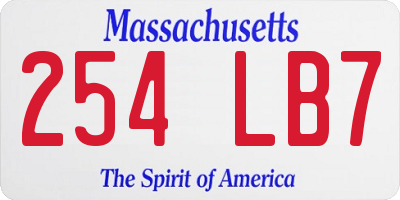 MA license plate 254LB7