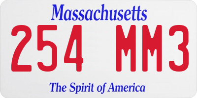 MA license plate 254MM3