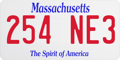 MA license plate 254NE3