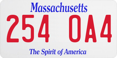 MA license plate 254OA4