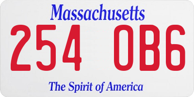 MA license plate 254OB6