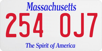 MA license plate 254OJ7