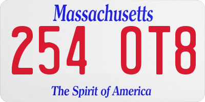 MA license plate 254OT8