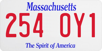 MA license plate 254OY1