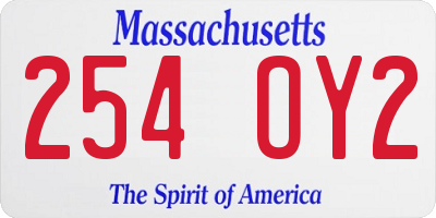 MA license plate 254OY2