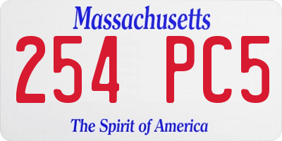 MA license plate 254PC5