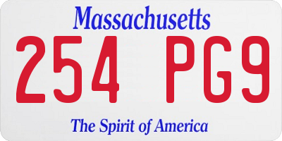 MA license plate 254PG9