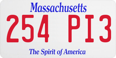MA license plate 254PI3