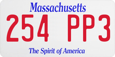 MA license plate 254PP3