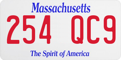 MA license plate 254QC9