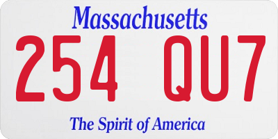 MA license plate 254QU7
