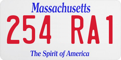 MA license plate 254RA1