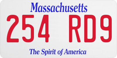 MA license plate 254RD9