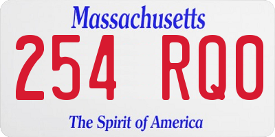 MA license plate 254RQ0