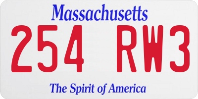 MA license plate 254RW3