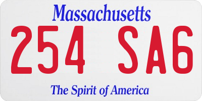 MA license plate 254SA6