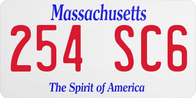 MA license plate 254SC6