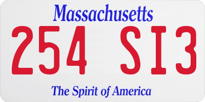 MA license plate 254SI3