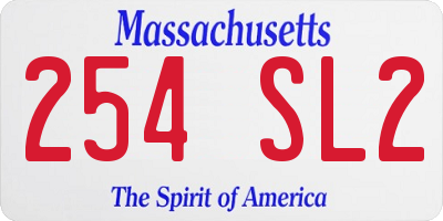 MA license plate 254SL2