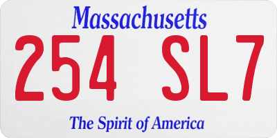 MA license plate 254SL7