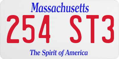 MA license plate 254ST3