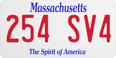 MA license plate 254SV4