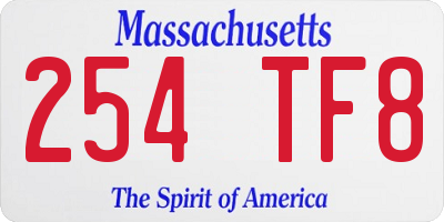 MA license plate 254TF8