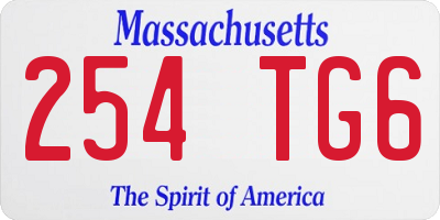 MA license plate 254TG6