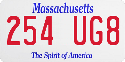 MA license plate 254UG8