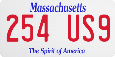 MA license plate 254US9