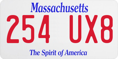 MA license plate 254UX8