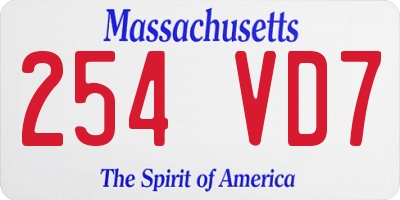 MA license plate 254VD7